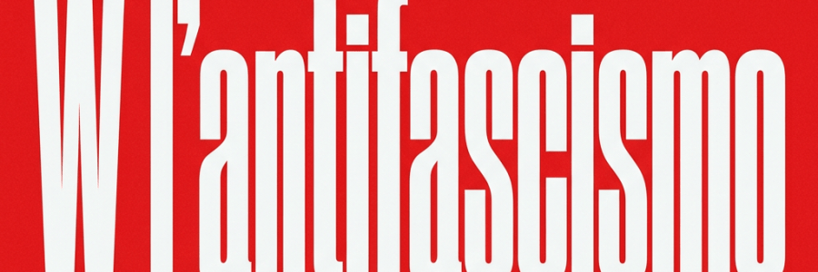 White text on red background reading 'W l’antifascismo'