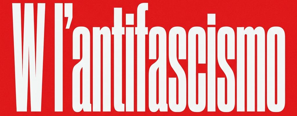 White text on red background reading 'W l’antifascismo'