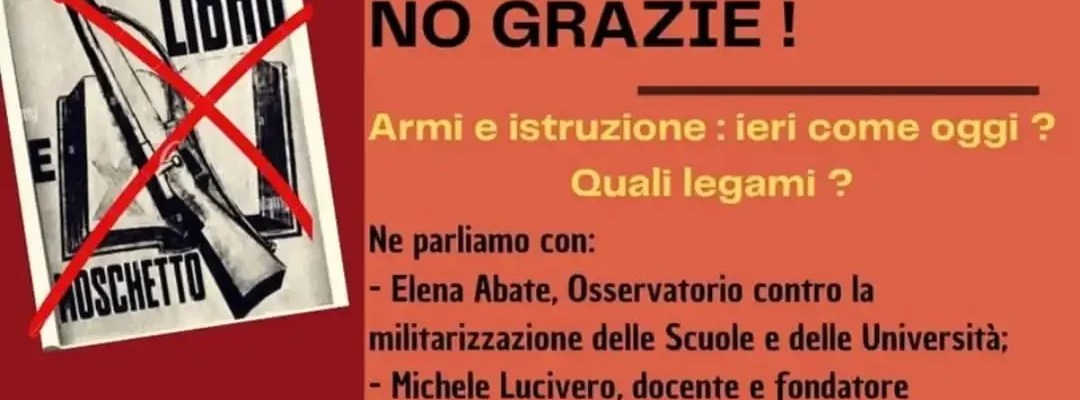 Cologno Monzese, 28 marzo: Incontro pubblico “Libro e moschetto? NO grazie!”