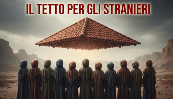 Bambini sotto un tetto sospeso tra le rovine