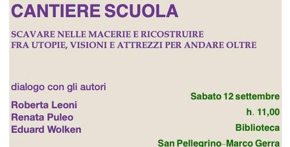 Reggio Emilia, 12 settembre: presentazione "Cantiere Scuola"